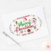 サンタレッドの特別配送 クリスマス 楕円形シール (封筒)