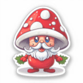 サンタレッドキャップマッシュルームクリスマスステッカー シール (正面)