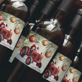 サンタレッドトラクターヴィンテージファームクリスマス ワインラベル