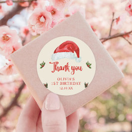 サンタレッドハットクリスマスホリデー誕生日 ラウンドシール