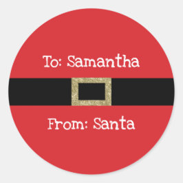 サンタレッド黒金ゴールドクリスマスステッカープレゼント ラウンドシール