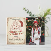 サンタレトロクリスマスパーティー写真 招待状 (スタンド正面)