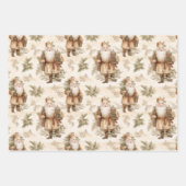 サンタレトロ金ゴールドヴィンテージ包装紙 ラッピングペーパーシート (正面2)