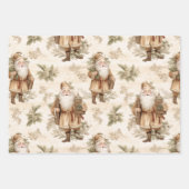 サンタレトロ金ゴールドヴィンテージ包装紙 ラッピングペーパーシート (正面)