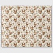 サンタレトロ金ゴールド ラッピングペーパー (フラット)