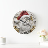 サンタレリーフ、 浮き彫りア祝ートのクリスマス ラージ壁時計 (ホーム)