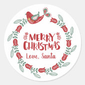 サンタレーベル/ステッカーよりメリークリスマスリース ラウンドシール (正面)