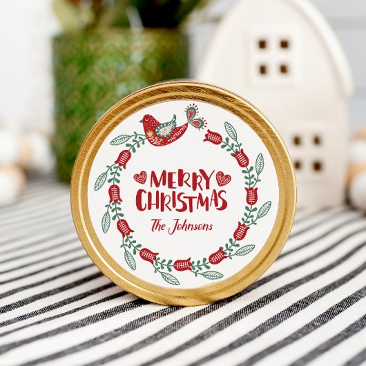 サンタレーベル/ステッカーよりメリークリスマスリース ラウンドシール