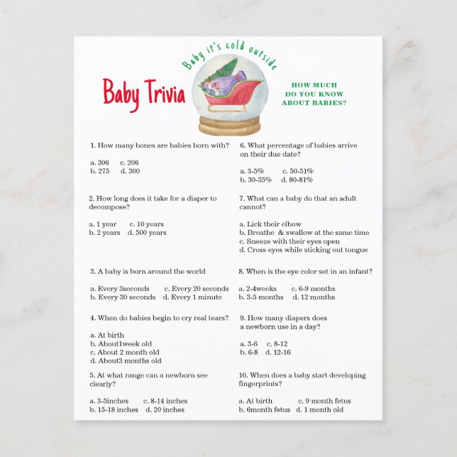 サンタレー – ベビートリビア |赤ちゃんシャワーゲーム (正面)