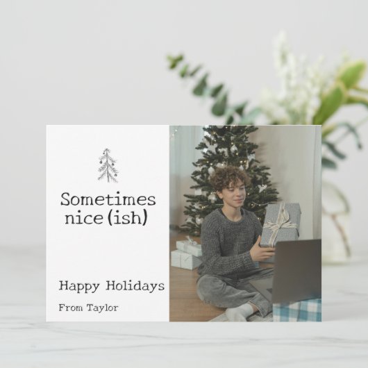 サンタレ親愛ースは時々素敵なクリスマスパーソナライズされた シーズンカード (スタンド正面)