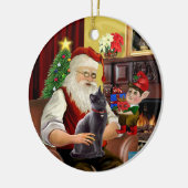 サンタロシアのー – 青い猫 セラミックオーナメント (左)