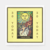 サンタロットカードイエローバースデーパーティー名 スタンダードランチョンナプキン (正面)