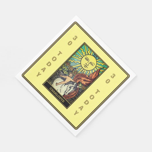 サンタロットカードイエローバースデーパーティー名 スタンダードランチョンナプキン (角)