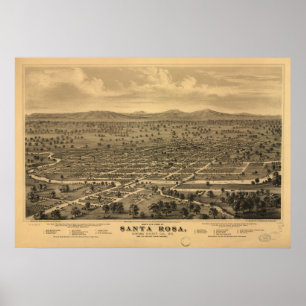 サンタローザカリフォルニア1876パノラママップ ポスター