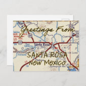 サンタローザNMヴィンテージの地図 ポストカード (正面/裏面)