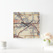 サンタローザNMヴィンテージマップ スクエア壁時計 (ホーム)