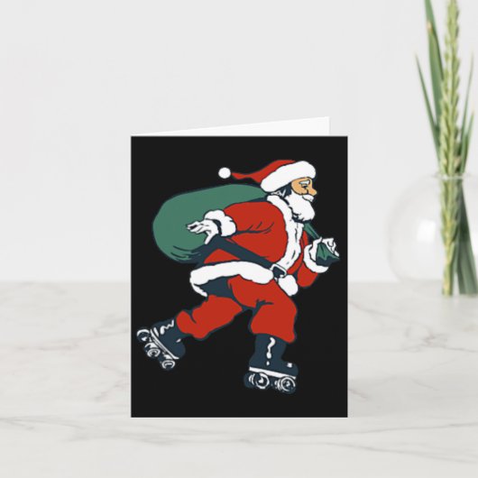 サンタローラスケートで滑るおもしろいクリスマススケートのキッズボーイ カード (正面)