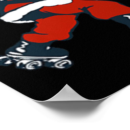 サンタローラスケートで滑るおもしろいクリスマススケートのキッズボーイ ポスター (角)