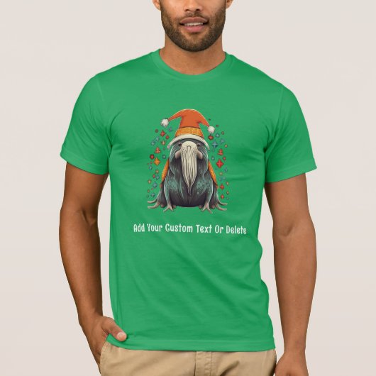 サンタワおもしろいルスとクリスマス照明 Tシャツ (正面)