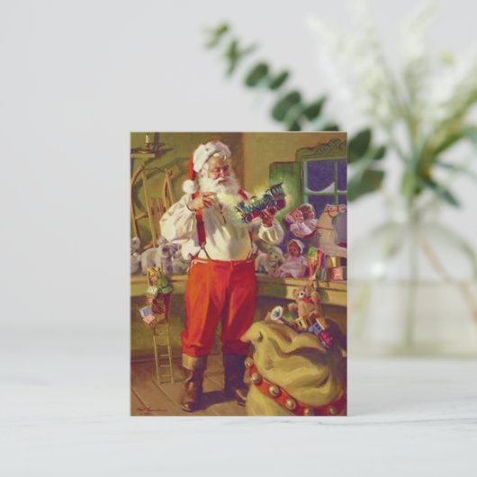 サンタワークショップとおもちゃのビンテージクリスマス シーズンポストカード (スタンド正面)