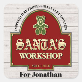 サンタワークショップステッカー スクエアシール