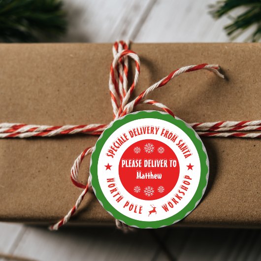 サンタワークショップ北極からのクリスマスステッカー ラウンドシール