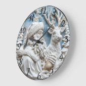 サンタンドトナカイチャーム ラージ壁時計 (傾斜)