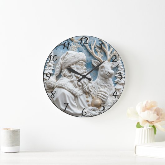 サンタンドトナカイチャーム ラージ壁時計 (ホーム)