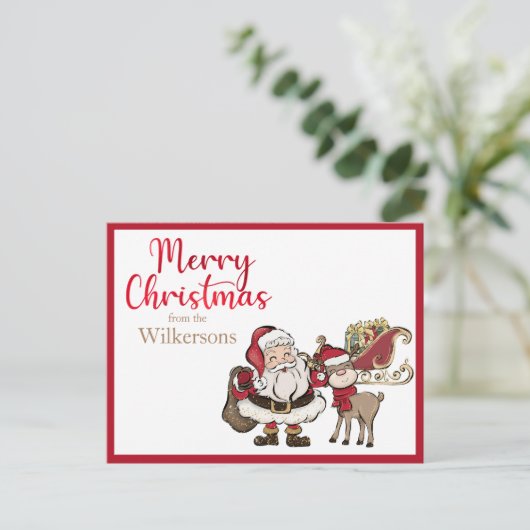サンタンドルフ名前をカスタムするクリスマス シーズンポストカード (スタンド正面)