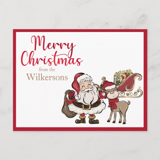 サンタンドルフ名前をカスタムするクリスマス シーズンポストカード (正面)