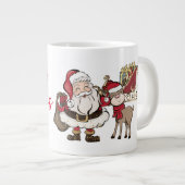 サンタンドルフ名前をカスタムするクリスマス ジャンボコーヒーマグカップ (正面右)