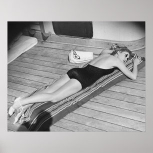 サンタンニング女性 ポスター