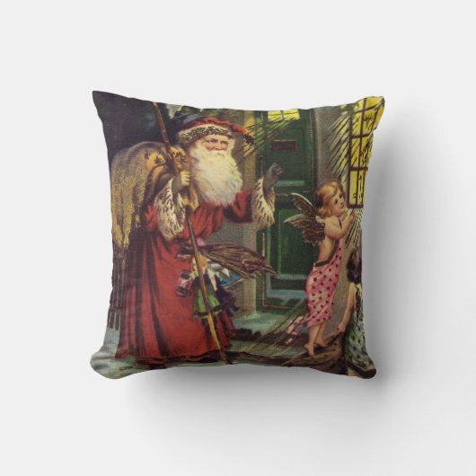 サンタヴィンテージクリスマスホリデイフェスティバル クッション (正面)