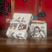 サンタヴィンテージコラージクリスマス ラッピングペーパー