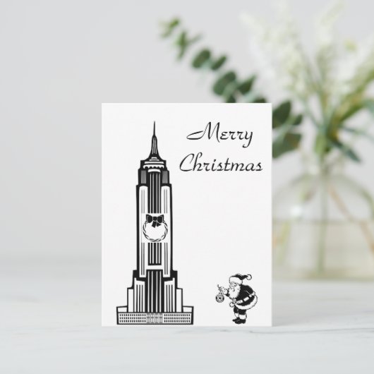 サンタヴィンテージスタイルニューヨークシティクリスマス シーズンポストカード (スタンド正面)