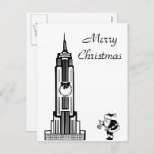 サンタヴィンテージスタイルニューヨークシティクリスマス シーズンポストカード (正面/裏面)