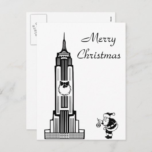 サンタヴィンテージスタイルニューヨークシティクリスマス シーズンポストカード (正面/裏面)