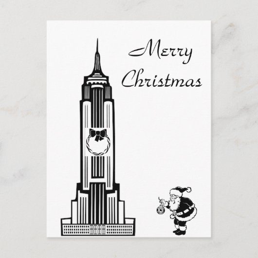 サンタヴィンテージスタイルニューヨークシティクリスマス シーズンポストカード (正面)