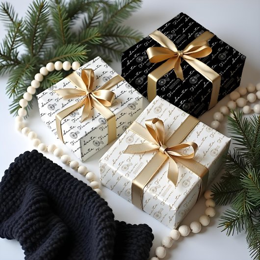 サンタヴィンテージ郵便小包から白 ラッピングペーパーシート