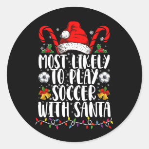 サンタ一家と一緒にクリスマスにサッカーをする可能性が最も高い ラウンドシール