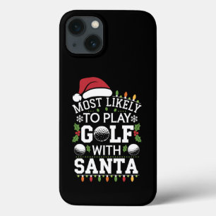 サンタ一家と一緒にゴルフをプレーする可能性が最も高い クリスマス ファミリー Xmas iPhone 13ケース