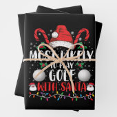 サンタ一家と一緒にゴルフをプレーする可能性が最も高い クリスマス ラッピングペーパーシート (インサイチュ)