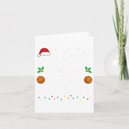サンタ一家と一緒にバスケをしそう カード (正面)