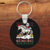 サンタ三面乗馬クリスマスセーター愛好家 キーホルダー (正面)