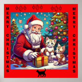 サンタ与えのプレゼントから子猫2匹 ポスター