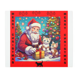 サンタ与えのプレゼントから子猫2匹 メタルプリント