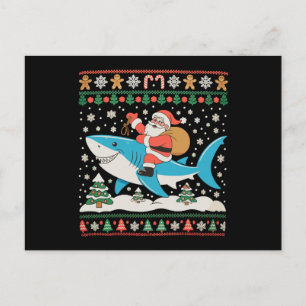 サンタ乗りサメ 気持ち悪いクリスマス Xmas ホリデー シーズンポストカード