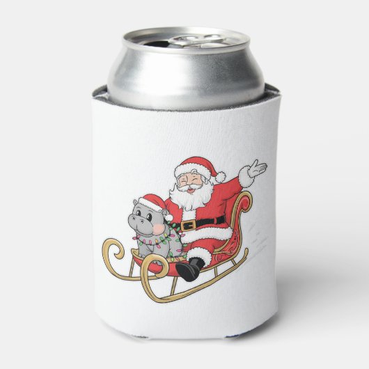 サンタ乗りスリーとデモーンベビーヒッポ 缶クーラー (缶正面)