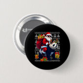 サンタ乗りパンダのクリスマスライト醜いクリスマス 缶バッジ (正面&裏面)