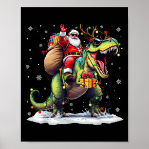 サンタ乗り物恐竜 ティラノサウルス クリスマス 少年 男性 Xmas ポスター